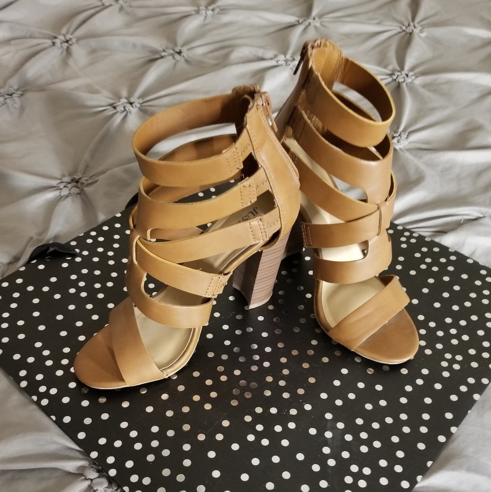 Strapped chunky heels